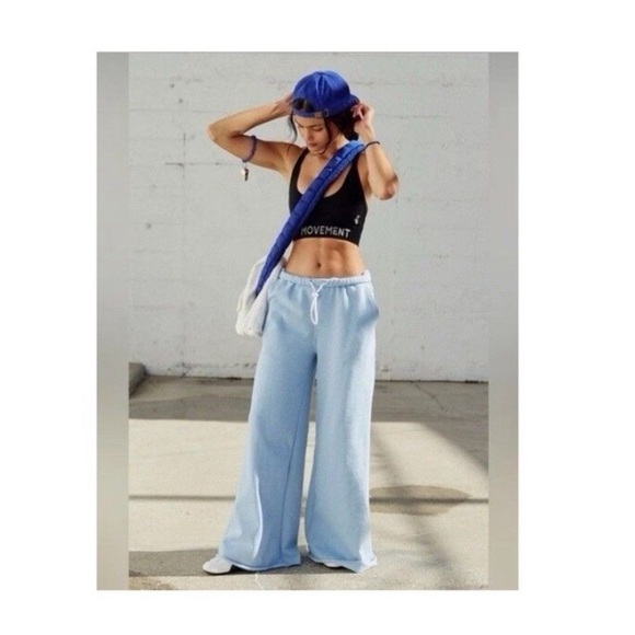 Free People Pants - FREE PEOPLE FP Movement For The Win Wide-Leg Pants Women Sz M Blue Slouchy NWOT